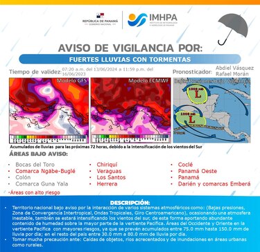 El Imhpa emite un nuevo aviso de vigilancia por lluvias