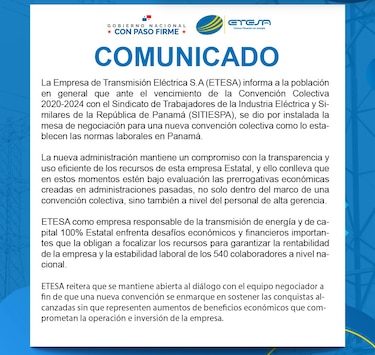 Etesa asegura que no aumentará los beneficios exigidos por el sindicato y evalúa las prerrogativas actuales