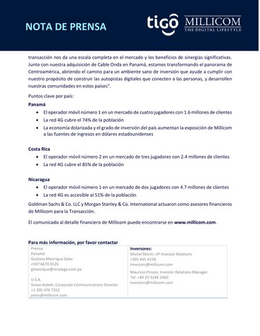 Telefónica vende sus negocios de Panamá a Millicom