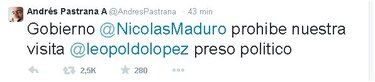 Impiden visita a Leopoldo López de expresidentes de Chile y Colombia