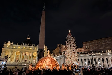 El Vaticano inaugura su belenes y enciende su árbol de Navidad