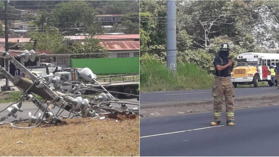 Reportan al menos seis postes eléctricos caídos en Colón