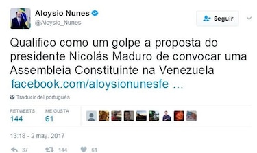 Cancillería de Brasil: Constituyente de Nicolás Maduro sin elecciones universales es un golpe de Estado