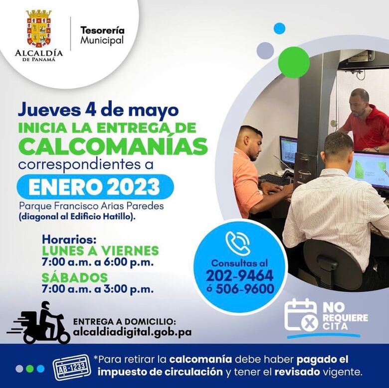 Alcaldía de Panamá inicia entrega de calcomanías de circulación vehicular de 2023