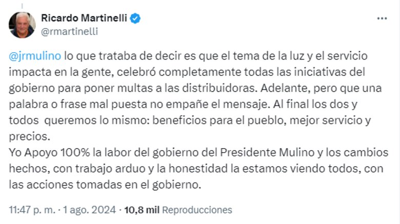 Un mes después del inicio del nuevo gobierno; ni Mulino es Martinelli ni Martinelli es Mulino