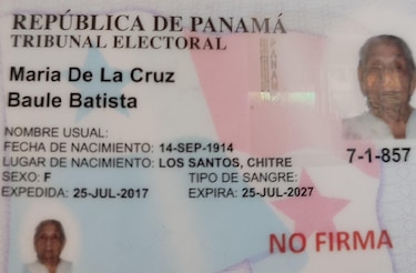 Ella es María de la Cruz Baule Batista, de La Arena de Chitré y una de las personas más longevas del país