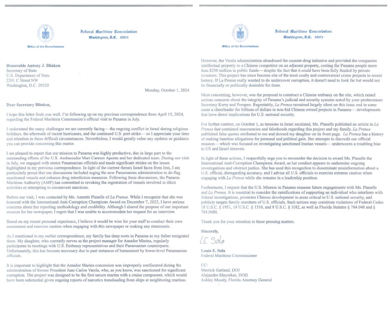 Louis Sola: vínculos con marina privada en Amador y ataque a La Prensa desde su cargo federal