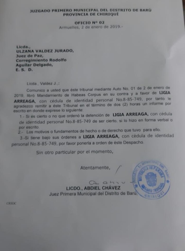 Detienen a periodista Ligia Arreaga en Barú, Chiriquí