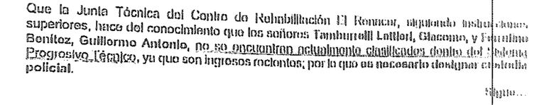 El permiso de salida para cocinar de Ferrufino y Tamburrelli fue avalado por la ministra de Gobierno, sin acompañamiento de la Policía