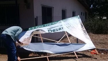Vandalizan valla publicitaria de candidato por la libre postulación en Herrera