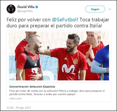 David Villa empieza de cero en su regreso a la selección española