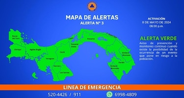 Sinaproc declara alerta verde sobre el territorio panameño 
