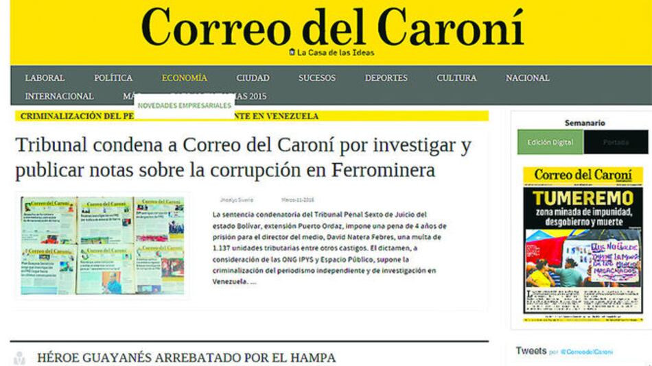 Condenan al director del ‘Correo del Caroní’
