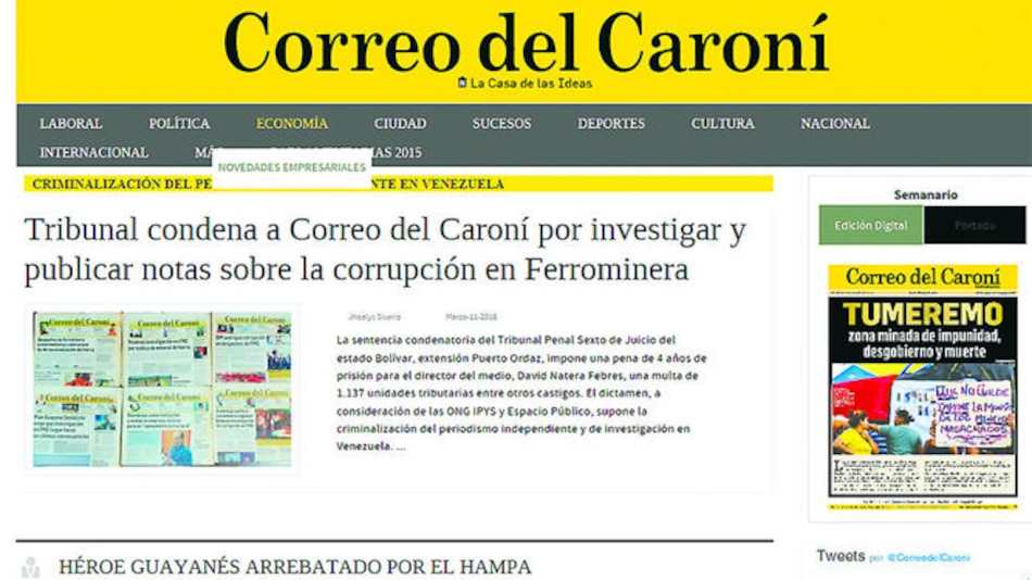 Condenan al director del ‘Correo del Caroní’