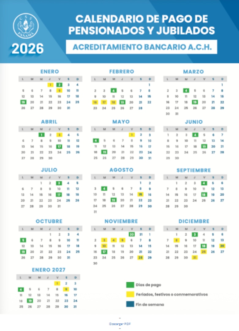Pagos a jubilados y pensionados 2026: fechas por ACH y cheque según la CSS