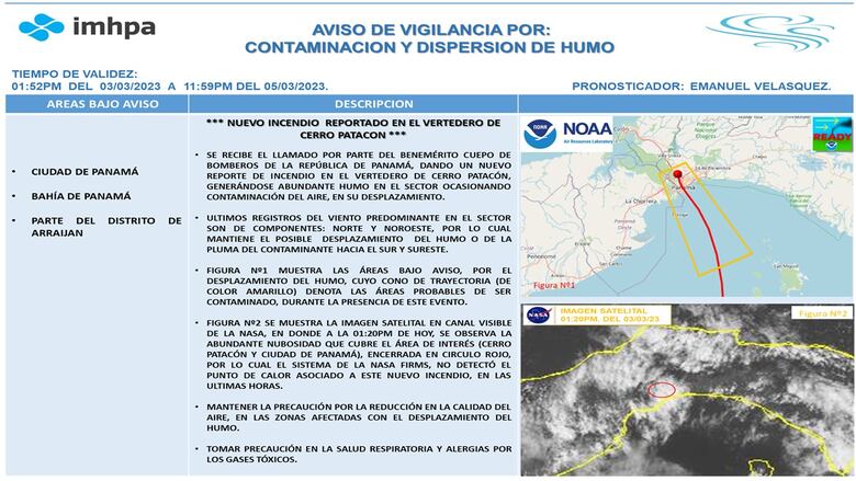 Bomberos controlan incendio en Cerro Patacón; emiten aviso de vigilancia por humo tóxico