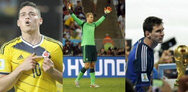 James Rodríguez, Manuel Neuer y Lionel Messi, las figuras de Brasil 2014