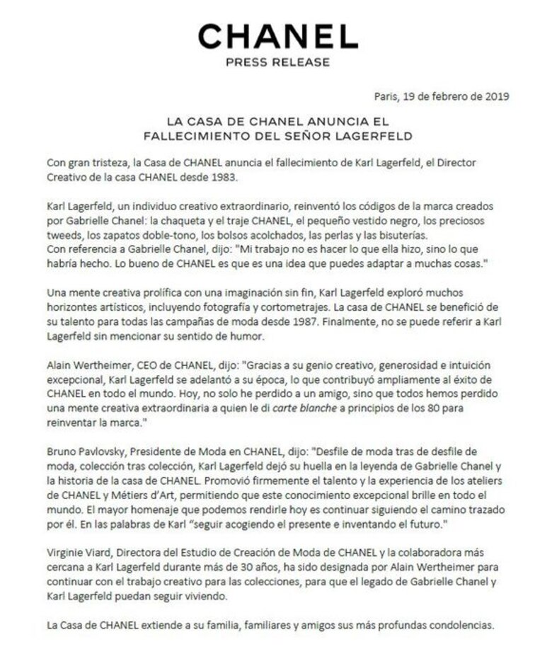 El mundo de la moda se viste de luto por la muerte de Karl Lagerfeld
