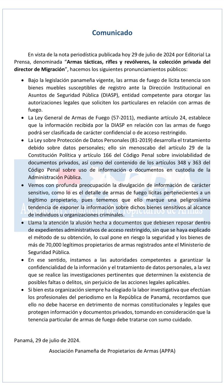 Solicitan investigación a los permisos de armas adquiridos por el director de Migración