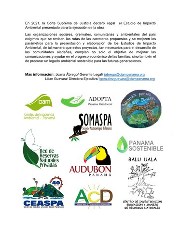 CIAM: ‘carretera entre Quebrada Ancha y María Chiquita pone en riesgo la biodiversidad’