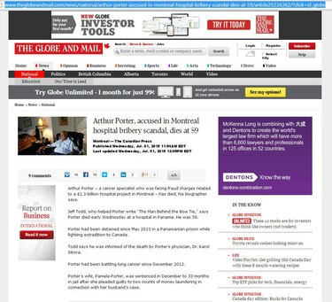 Muere en Panamá Arthur Porter, acusado del 'fraude más grande de Canadá'