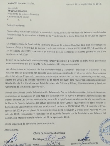 Gremio de trabajadores pide a directiva de la CSS cumplir acuerdos sobre nombramientos y salarios