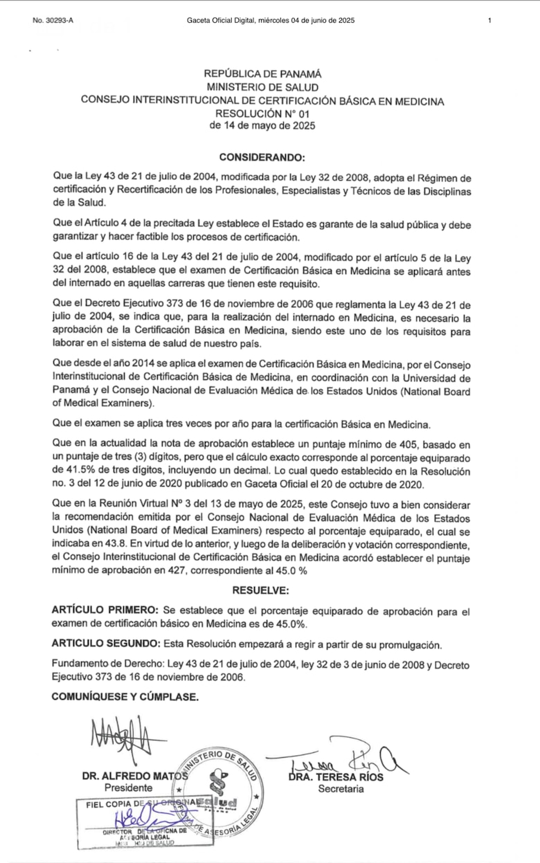 Aumenta el puntaje mínimo en el examen de certificación médica: Ahora es del 45%