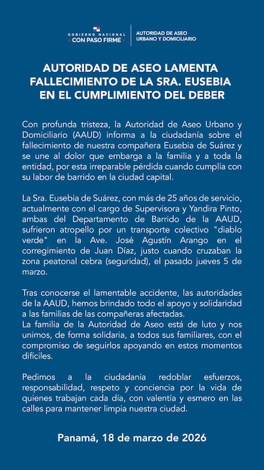 Fallece trabajadora de la AAUD tras atropello