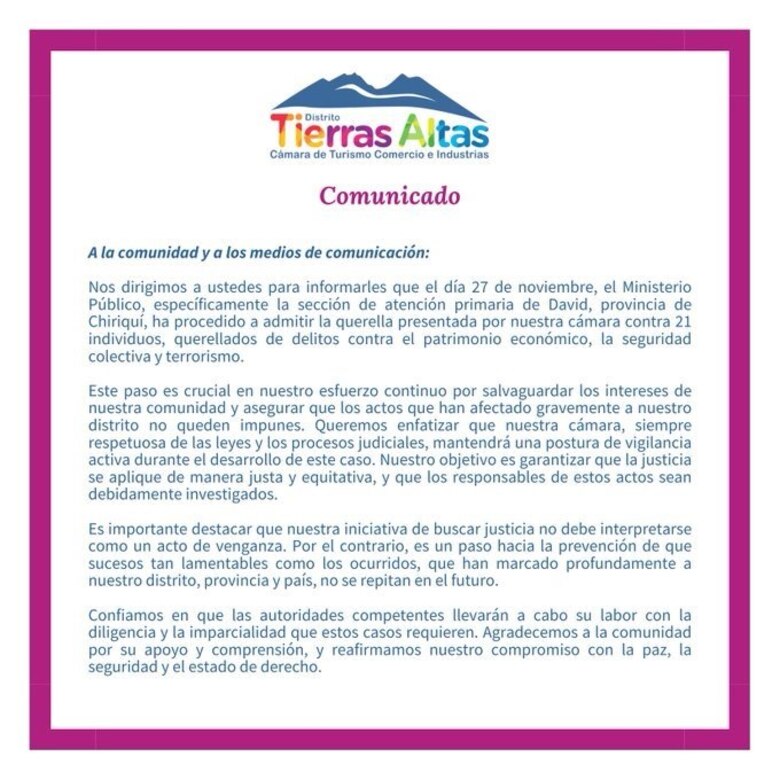 Admiten denuncia contra 21 personas que lideraron cierres en Tierras Altas