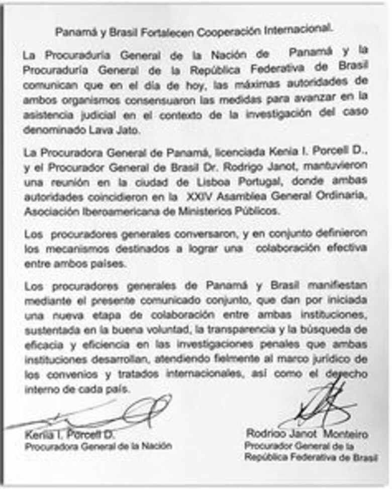 Panamá y Brasil pactan intercambio de datos en caso Lava Jato