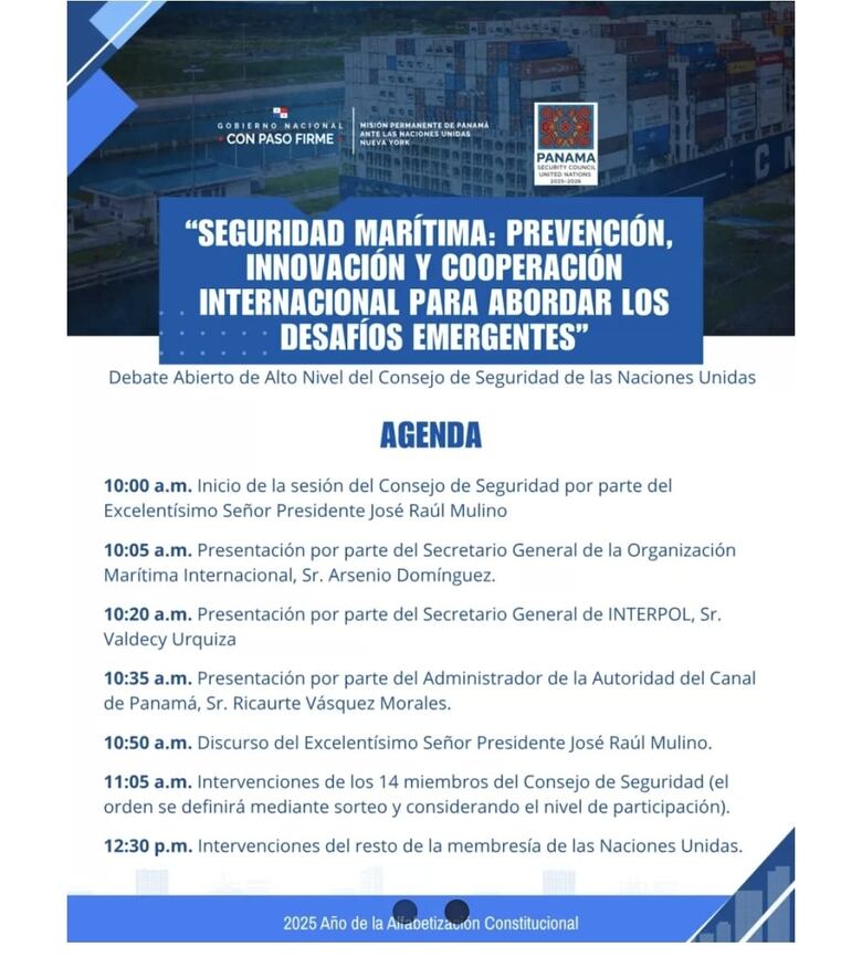 Debatirán en la ONU el papel del Canal de Panamá en la seguridad marítima global; esta será la agenda