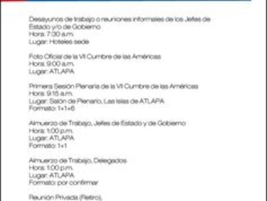 Conozca la agenda de la Cumbre para este sábado