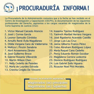 Lista de aspirantes a magistrados de la CSJ llega a 25, hasta la fecha