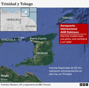 Los mapas que muestran las islas caribeñas que están ayudando a Estados Unidos en sus operaciones militares contra lanchas de Venezuela