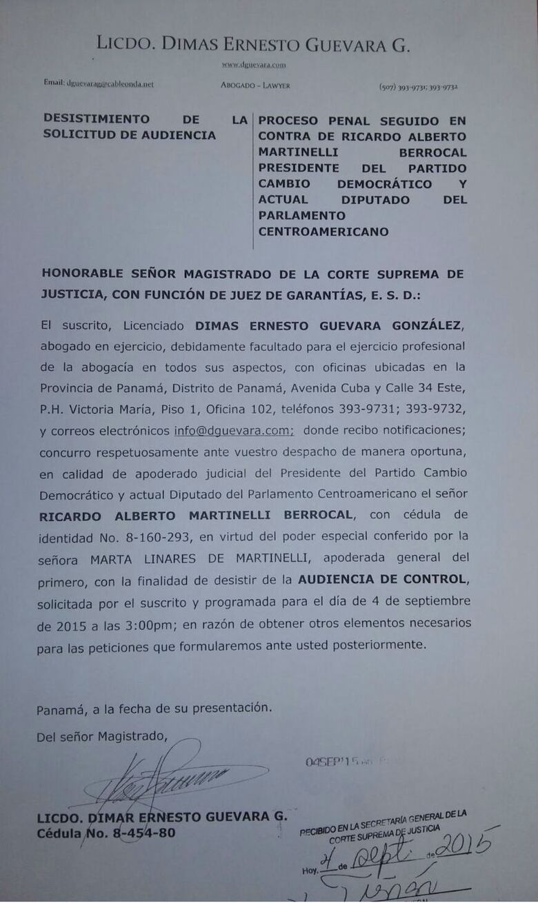 Defensa de Martinelli desiste de audiencia de control en caso de escuchas