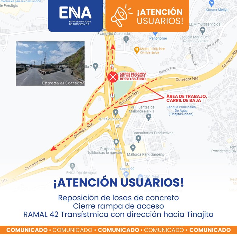 Anuncian cierres parciales en el corredor Norte este fin de semana