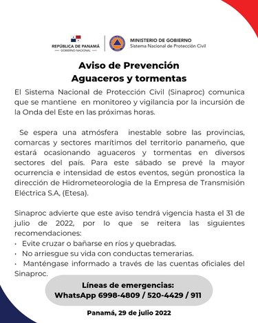 Emiten aviso de prevención hasta el domingo por paso de la Onda del Este
