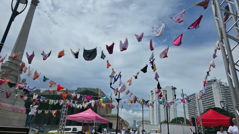 Colocan 480 pantis en apoyo a ley que busca eliminar el ‘impuesto rosa’ a productos menstruales en Panamá 