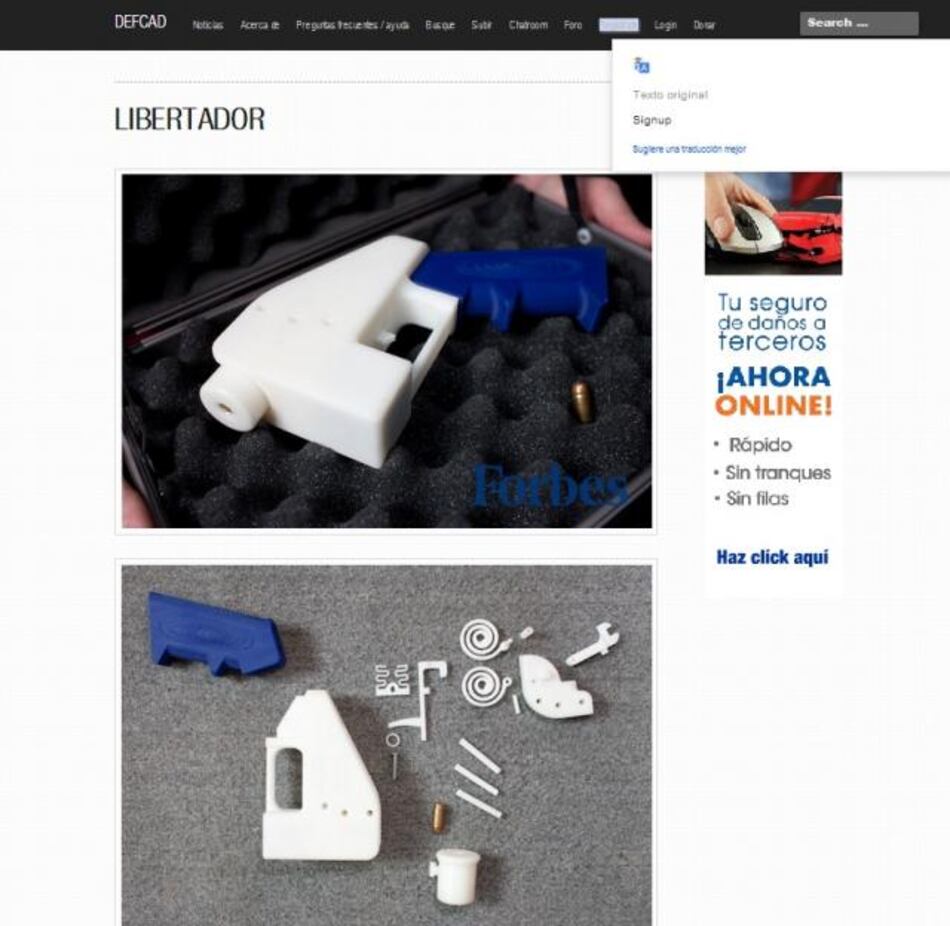 Una pistola hecha en plástico con una impresora 3D eleva la polémica en EU