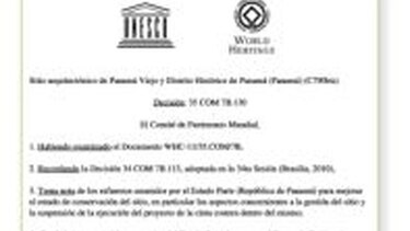 Unesco pidió suspender la fase 3; Panamá aceptó