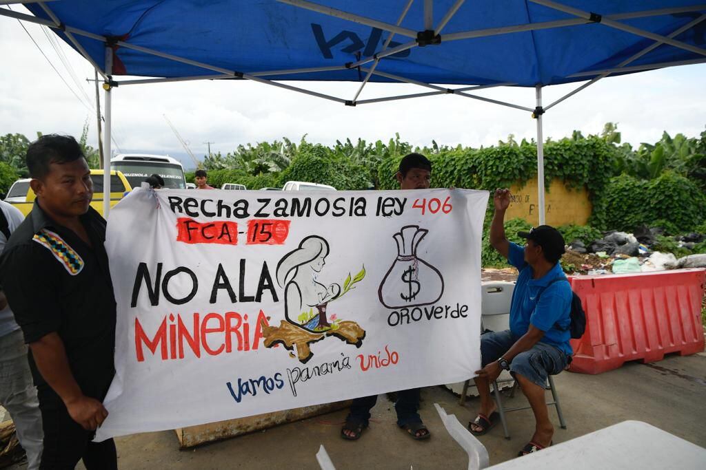 Protesta en contra la minería  en octubre de 2023.  Archivo 